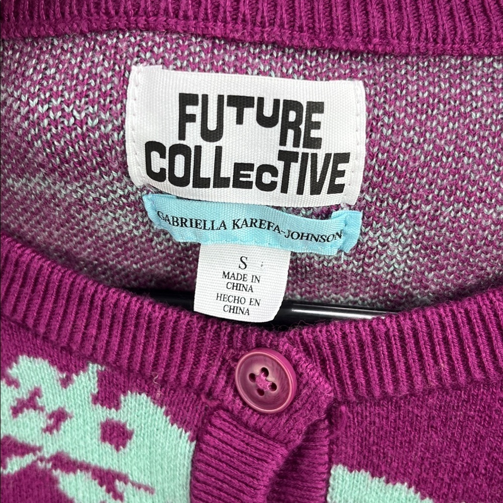 Future Collective Gabriella Karefa Johnson Sweater Knit Sz S Button Down Cropped - Picture 3 of 8